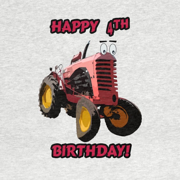 Happy 4th birthday tractor design by seadogprints